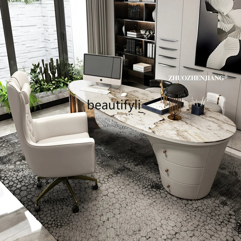 Light luxury post-modern simple Nordic, study writing desk computer desk integrated household slate