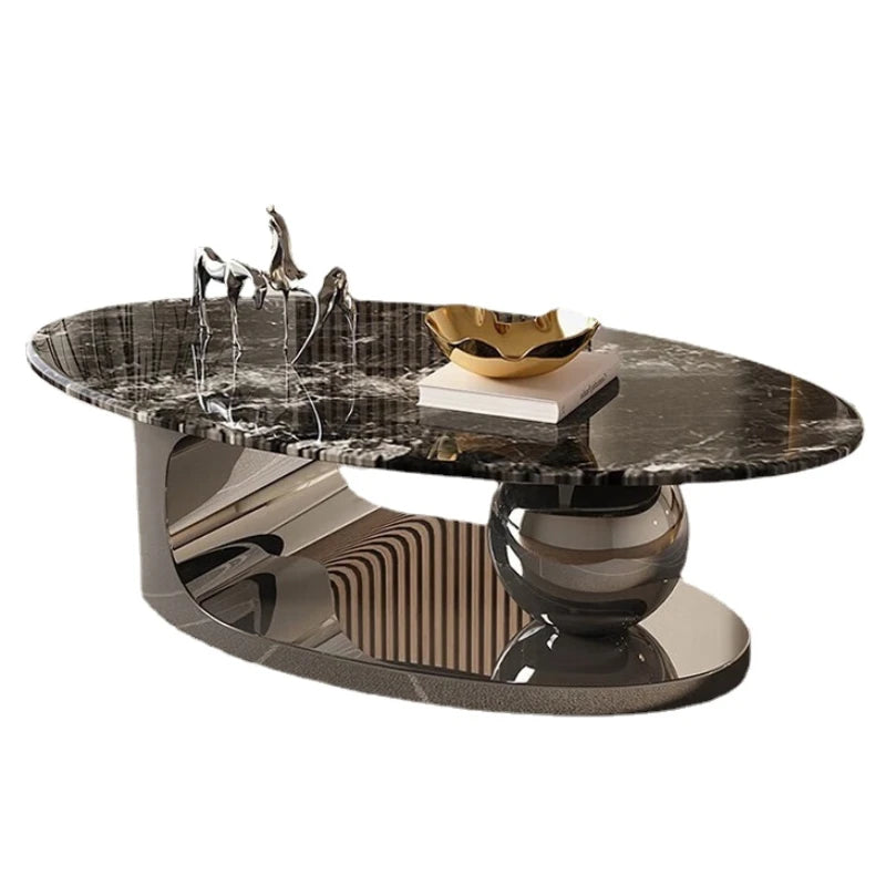 Slab Rock Small Coffee Table – Luxury Black Nordic Design for Living Room