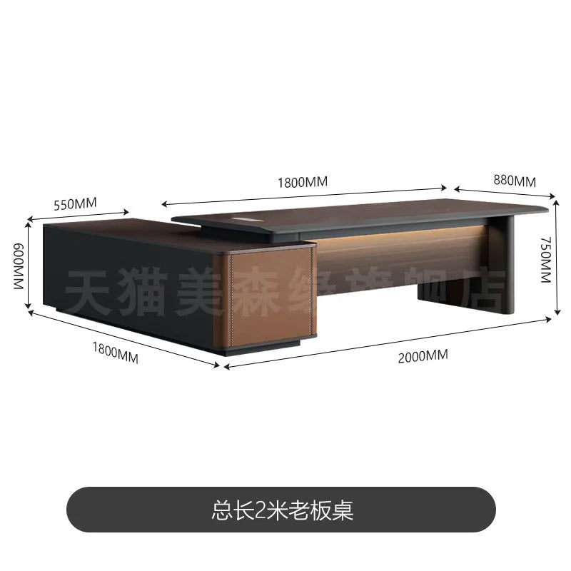 Luxury Black Wooden Office Desk