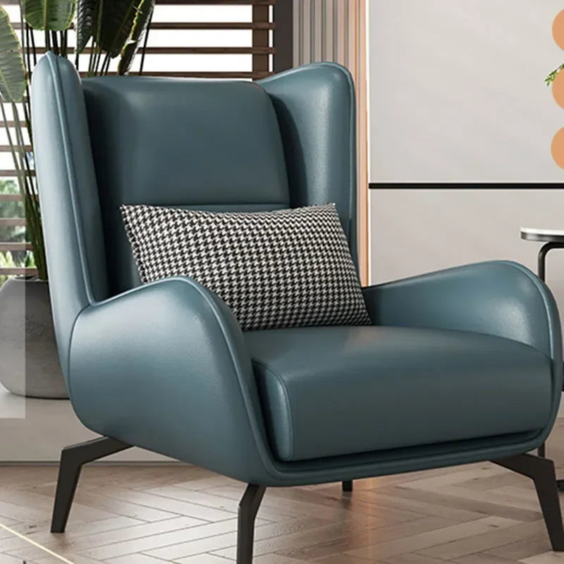 Modern Ergonomic Grey Leather Nordic Chair for Indoor Relaxation