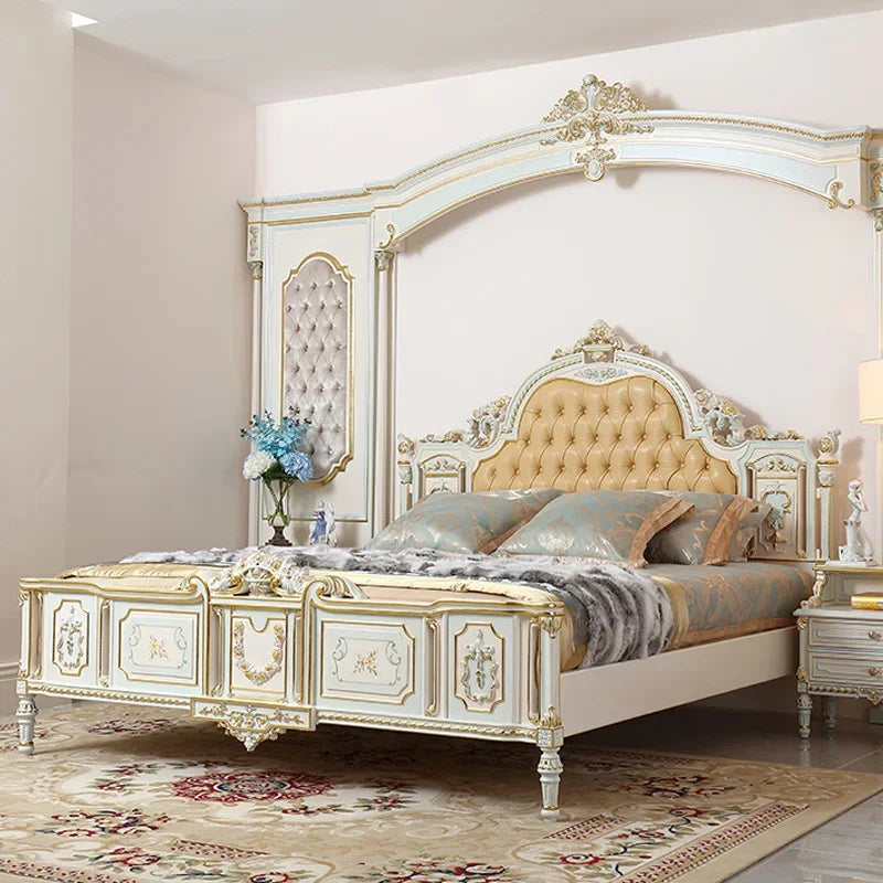 French Rococo solid wood bed, 2m double king size