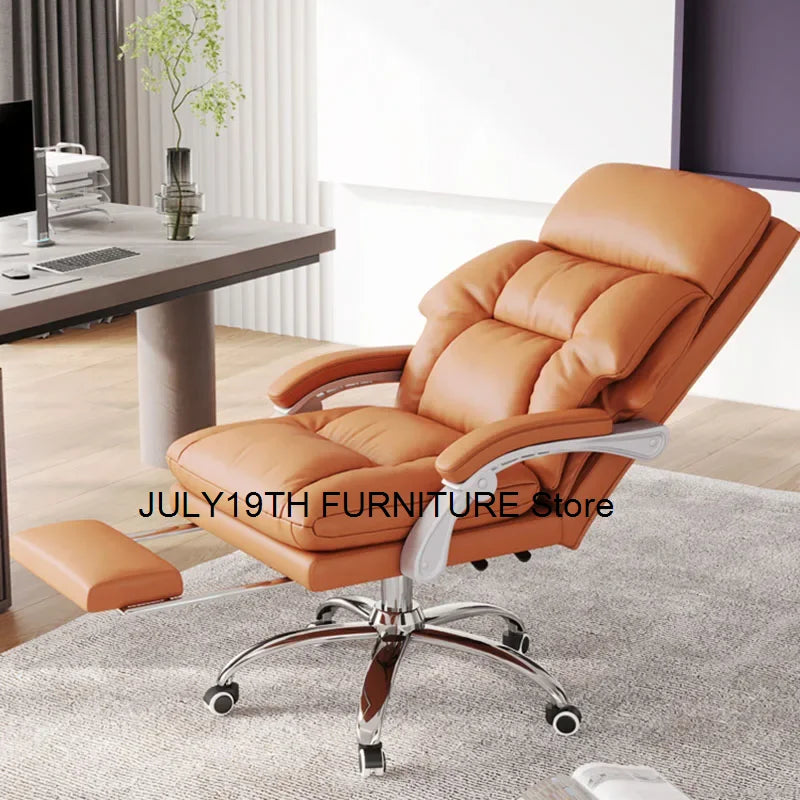 Ergonomic Office Chair with Sliding Pillow Cover, Luxury Cushions, Armrests, and Backrests.