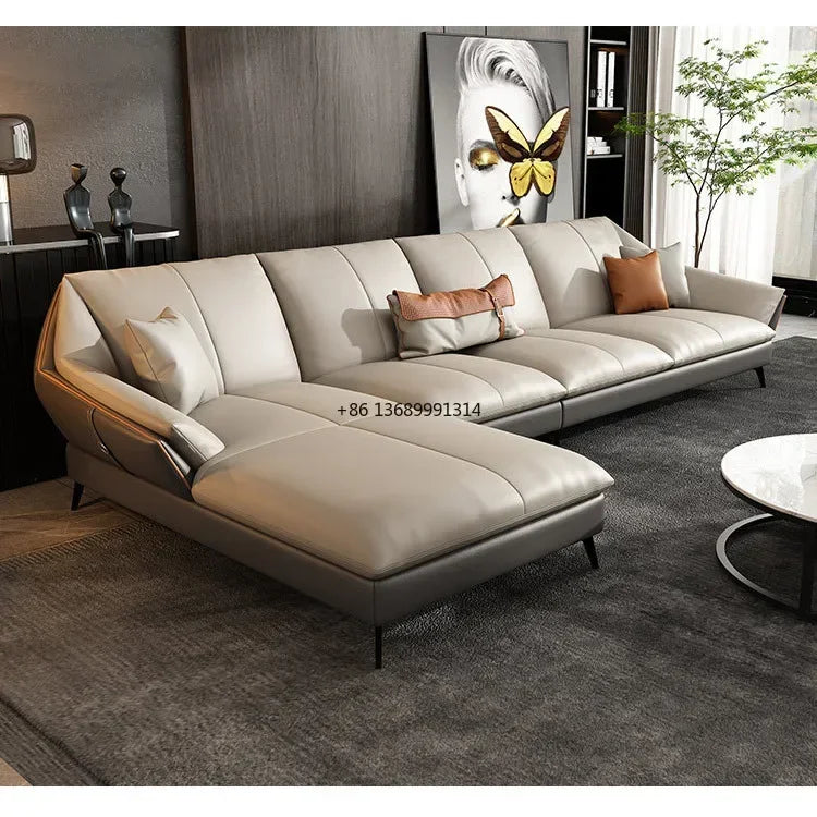 Italian-style modern light luxury high-end Customized Modern Leather Couch Sectional Living Room Sofas