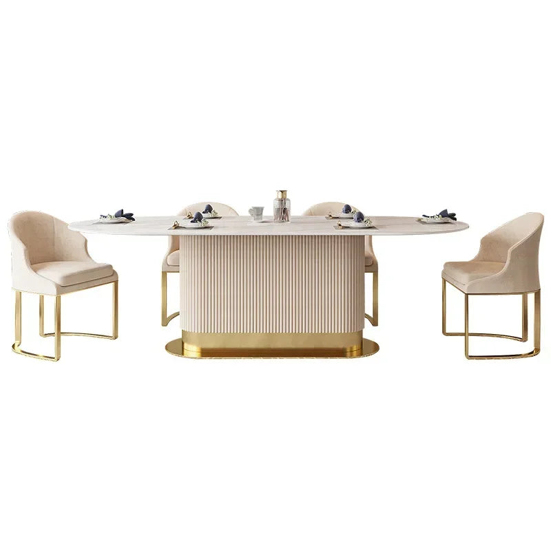 2024 Luxury Modern Oval Dining Table and Chairs Set