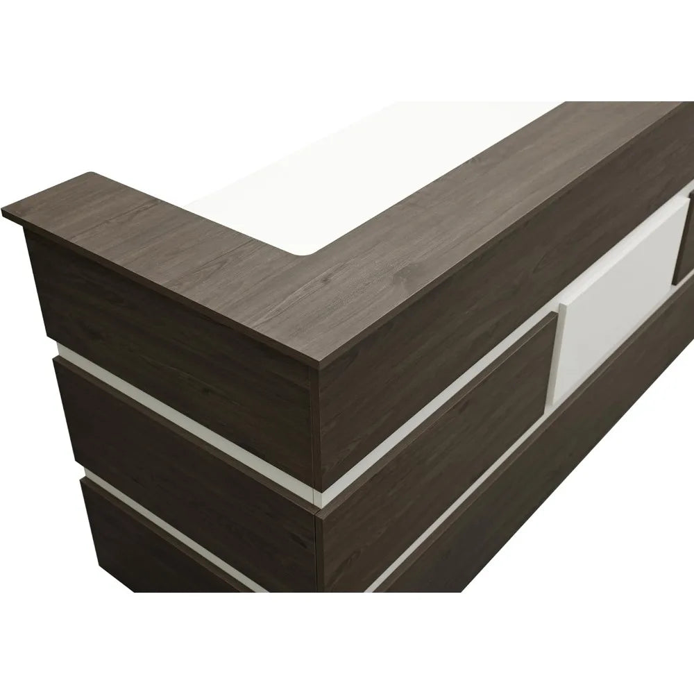 87" Wooden Reception Desk with Retractable Rails