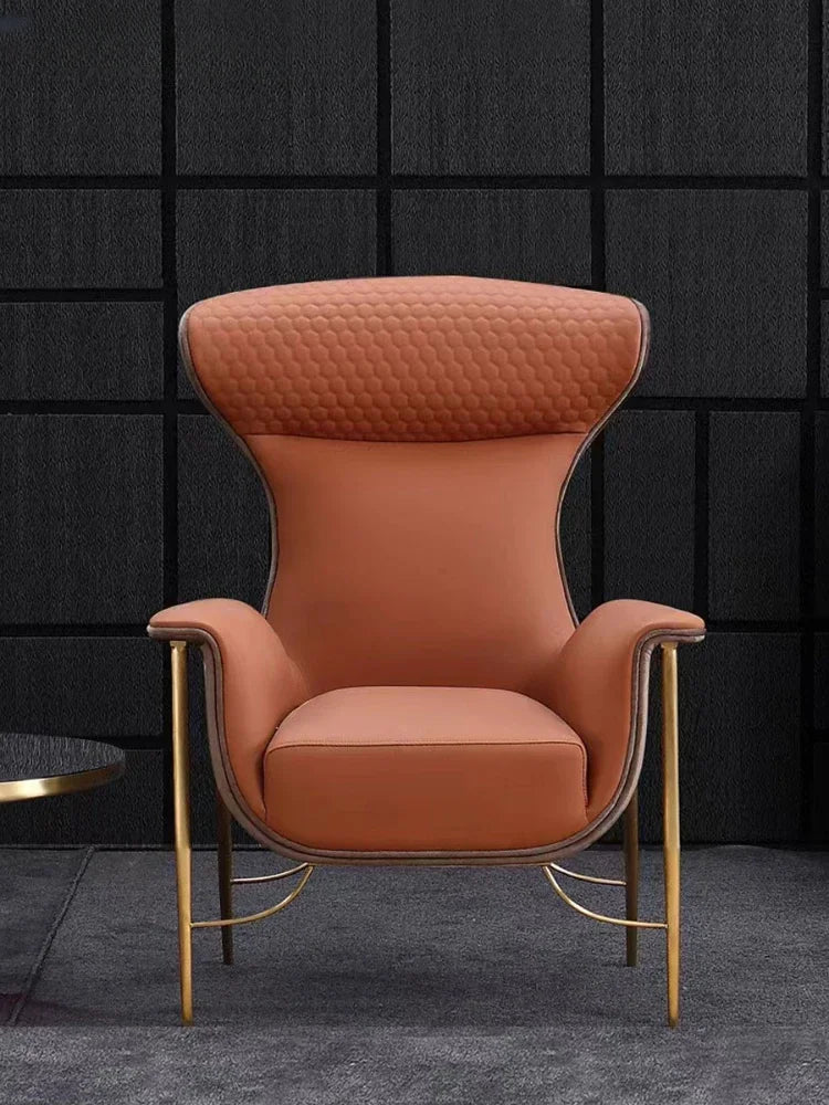 Italian Minimalist Light Luxury High Back Armchair Model Room Creative Minimalist Couch Leisure Wingback Chair