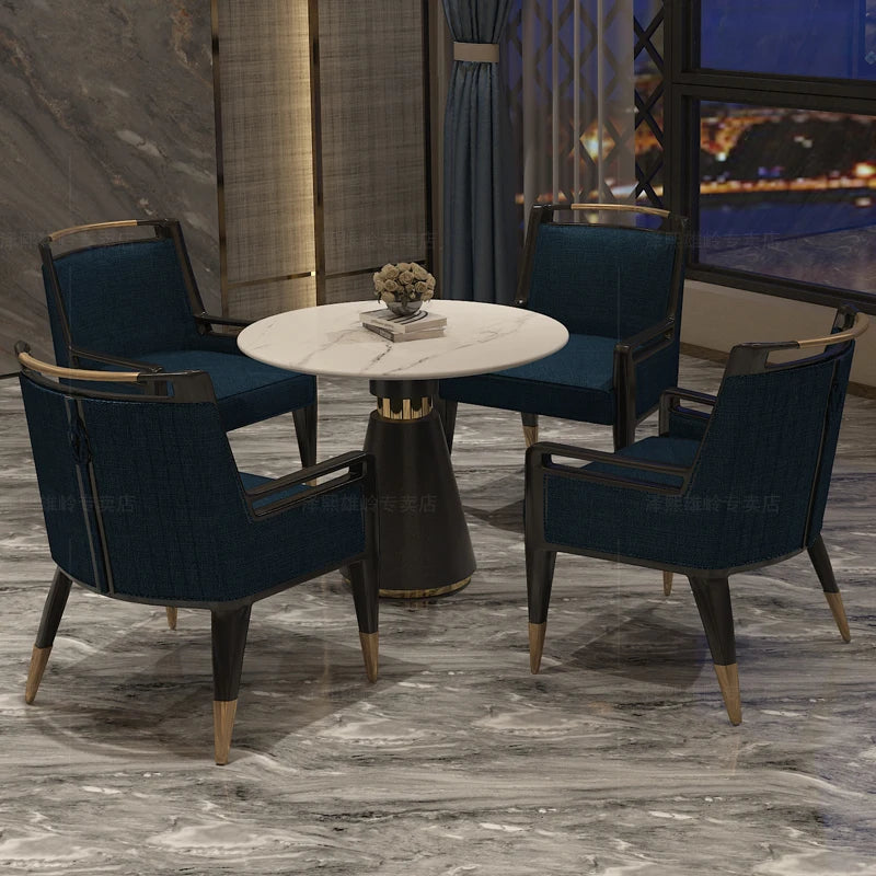 ~Dining Chair Hotel Sales Office Restaurant Model Room Reception Solid Wood New Chinese Dining Table and Chair