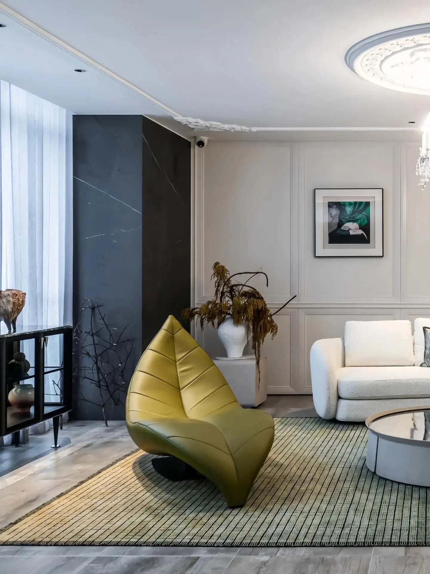 Nordic modern simple light luxury lazy chair creative leaf shape single deckchair villa living room balcony leisure chair