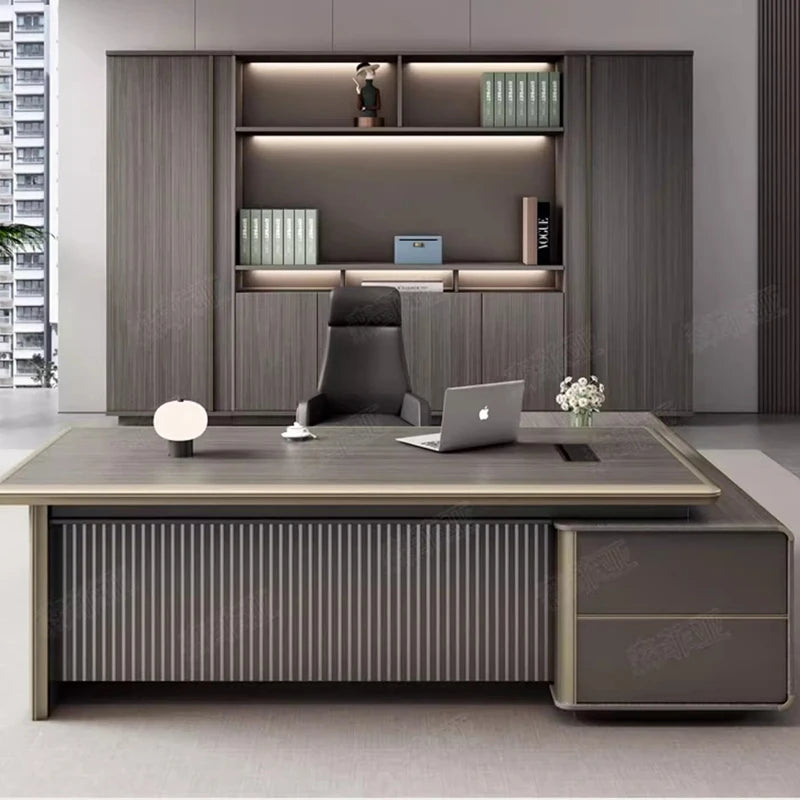 Bookshelf Corner Office Desk – Standing Executive European Style, Luxury Computer Desk, Mesa De Computador, Modern Floor Furniture