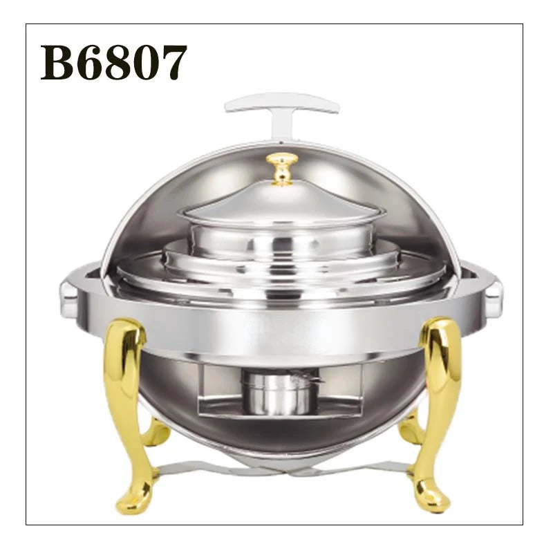 Wholesale Luxury Hotel Restaurant Stainless Steel Food Warmer Gold Chafing Dish Buffet Set With Glass Visible Window