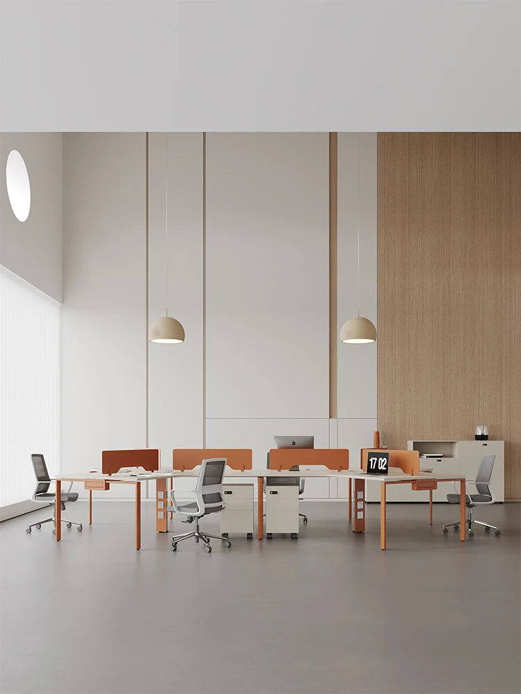 Special-shaped creative desk, simple staff seat 6 people, office booth 3 people, open office desk and chair combination