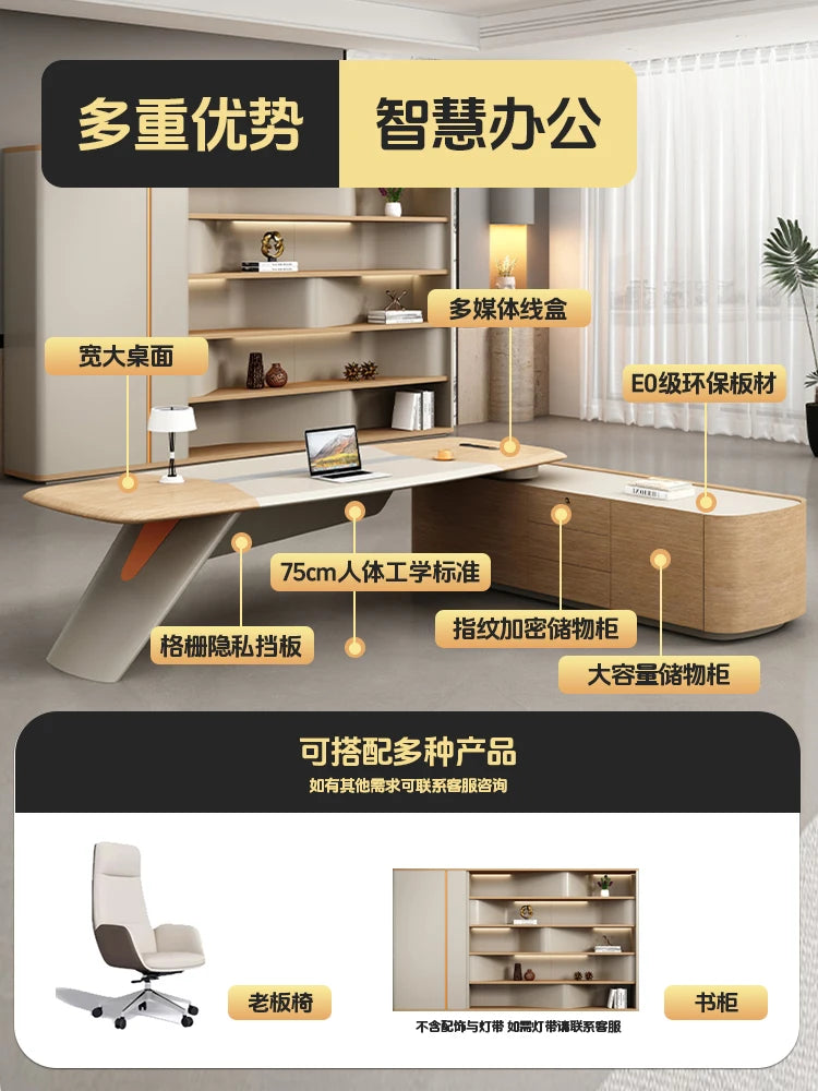High-end boss Desk—simple and modern design for presidents