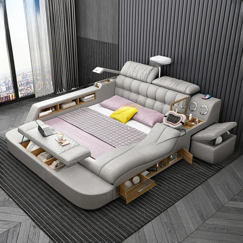 Villa High End Double Bed European Luxury Storage Multifunctional Twin Bed Frame Full Size Platform Camas De Casal Furniture
