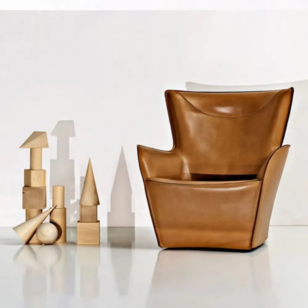 Minimalist Italian saddle hard leather single sofa chair sales office hotel club reception high-end creative leisure chair