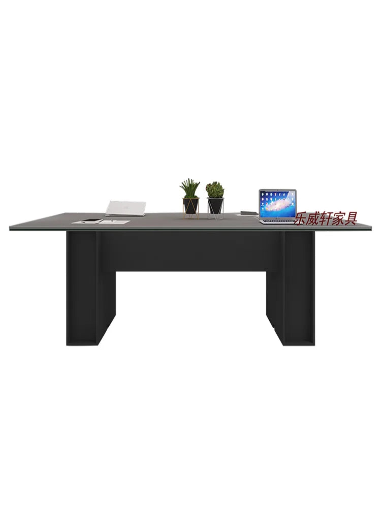 Simple Conference Table with Chairs for Office Negotiations and Staff Training