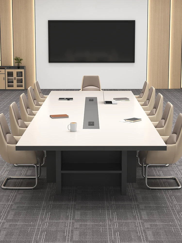 Simple Long Conference Table with Chair Set