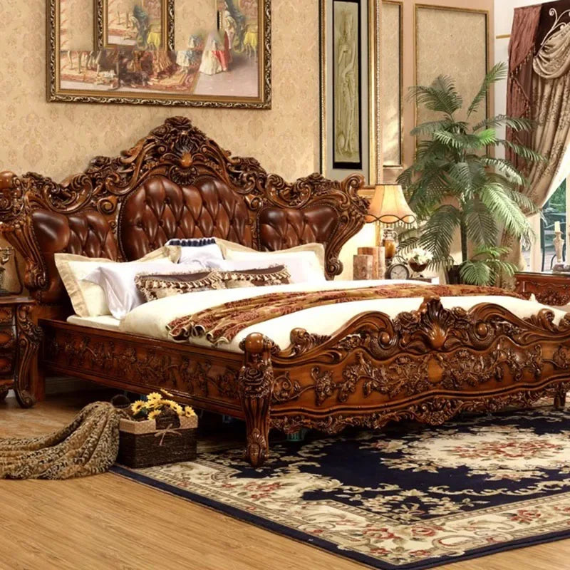 Leg Royal King Double Bed European High End Bedroom Frame Double Bed Kids Girl Sleeping Letti Matrimoniali Home Furniture