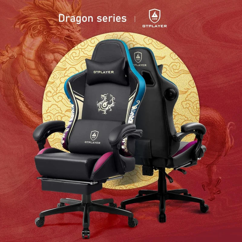 Gaming Chair with Bluetooth Speakers and Footrest,Dragon Series Video Game Chair,Heavy Duty Ergonomic Chair,Esports Gaming Chair
