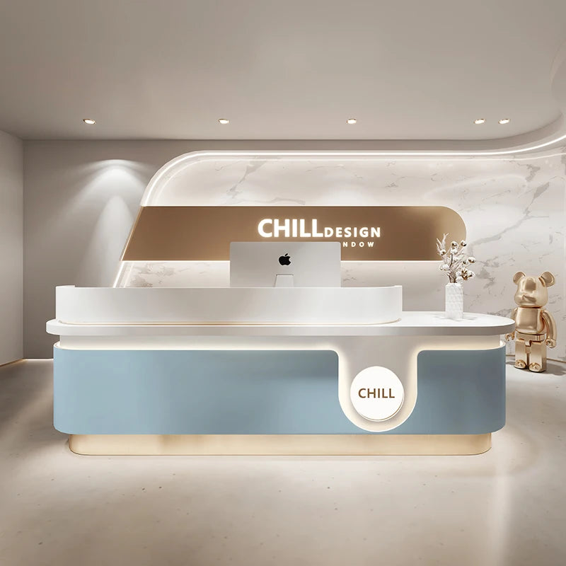 Modern Reception Counter and Aesthetic Decor for Hairdressing
