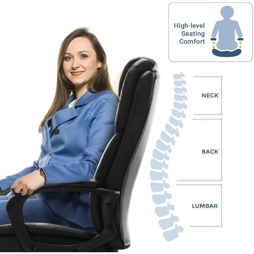 XMSJ Office Chair, Executive High Back Home Chairs, Height Adjustable, Computer Lumbar Support,Bonded Leather, Office Chair
