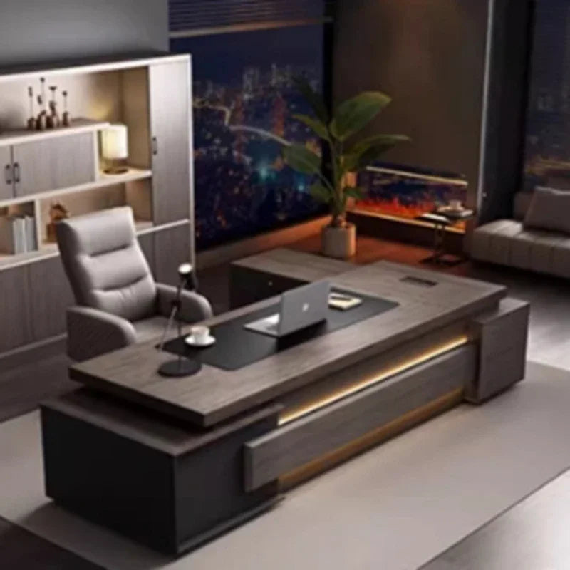 Boss Conference Office Desk – L-Shaped, Minimalist Design with Storage, Writing Desk, Drawers & Organizer, Escrivaninha Furniture