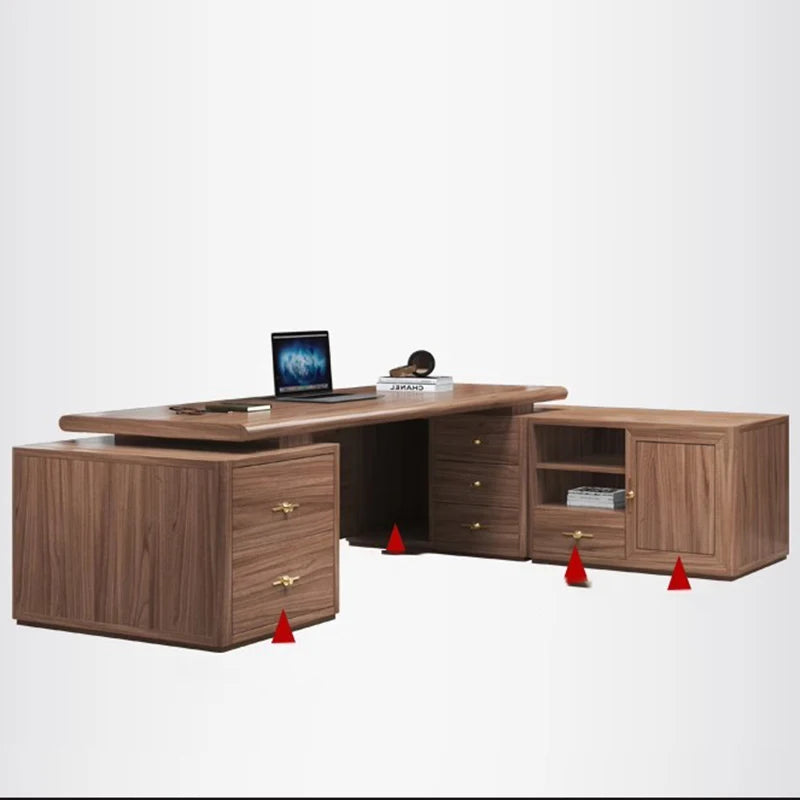 Corner writing office desk with drawers