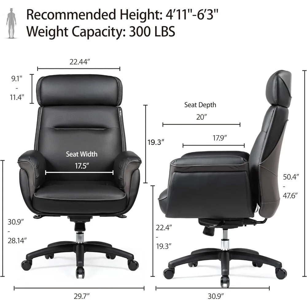 Office Chair, Microfiber Leather, Extra Wide Comfort with Liftable Headrest and Upholstered Armrests, Office Gaming Chair