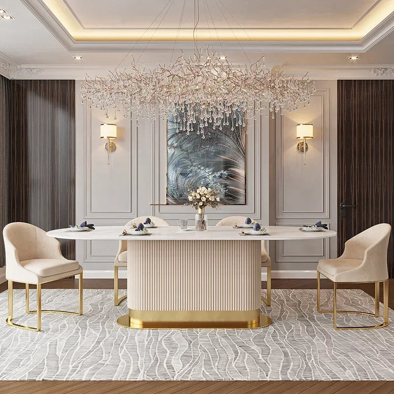2024 Luxury Modern Oval Dining Table and Chairs Set