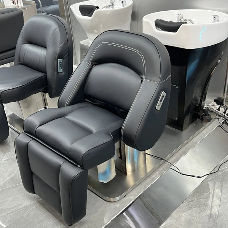 Black Salon Shampoo Chair – Professional Hairdressing Sink, Spa Hairwash Bed for Stylists, Women’s Lit Lavage De Cheveux Spa Furniture