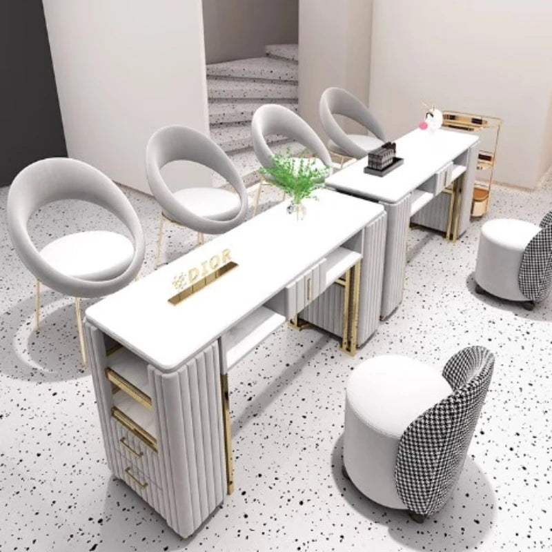 White Professionals Nail Desk Workstation Kawaii Aesthetic Designer Nail Desk Manicure Storage Tavolo Per Unghie Salon Furniture