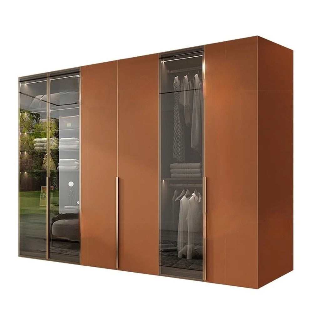 Modern Customized Wardrobe Closet Glass Door Wooden Bedroom Furniture