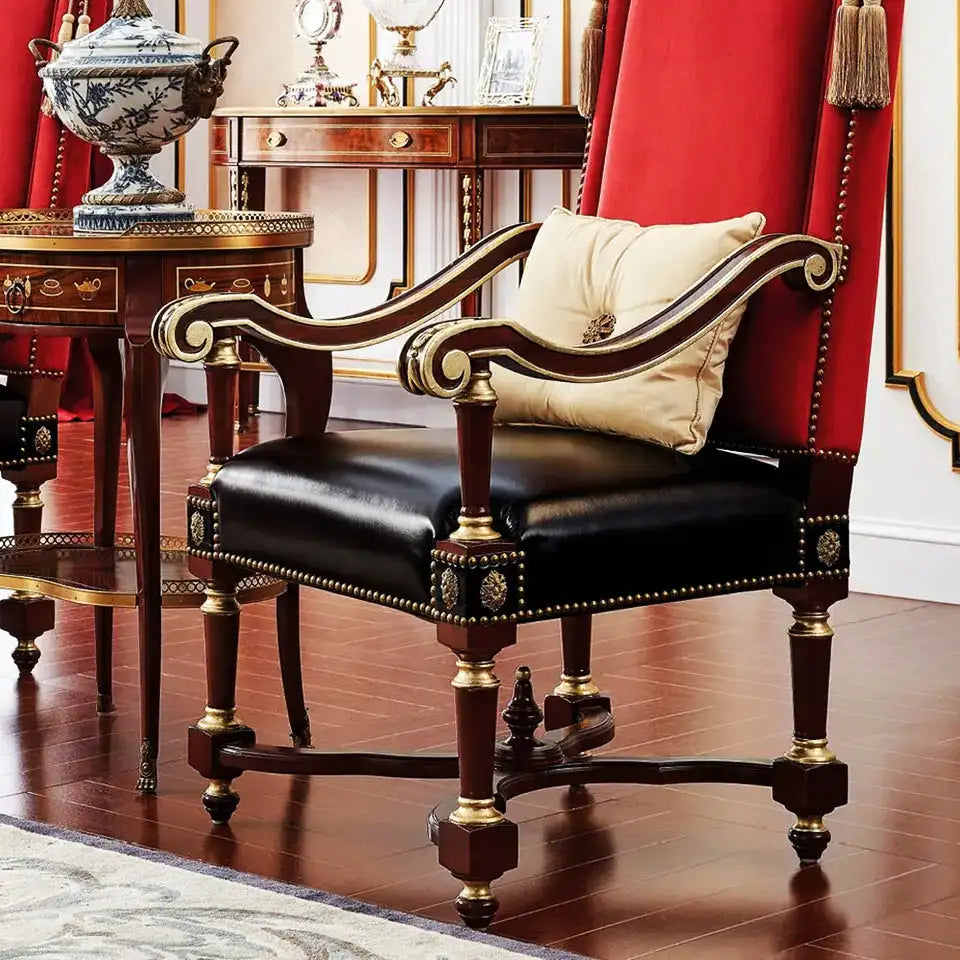 Luxurious English Antique Teak Hand Carved Armchair