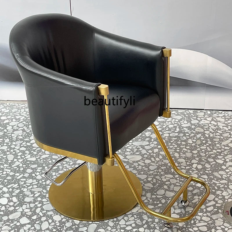 Barber Shop Hairdressing Chair – Adjustable, High-Grade Chair for Hair Cutting & Perm, Light Luxury
