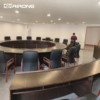 New Chinese style solid wood conference table round table simple office reception round table negotiation table and chair