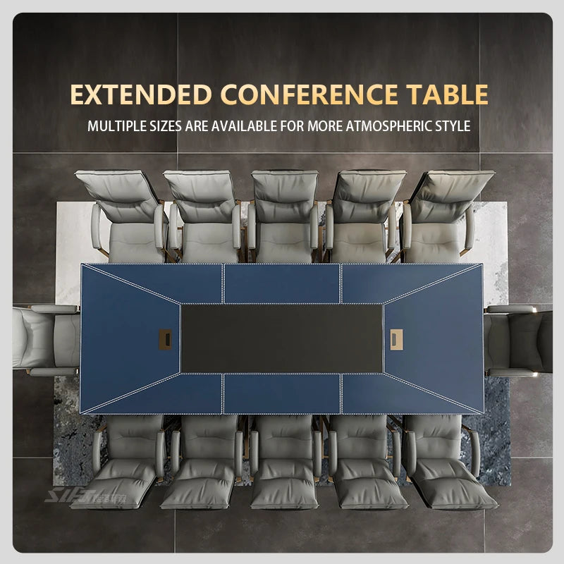 Light luxury  Leather Conference Table &amp; Chair Set