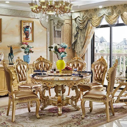 Luxury Marble Dining Table Set with Turntable