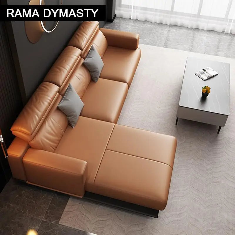 Rama Dynasty Living Room Leather Sofa Home Italian Furniture Combination Sofa