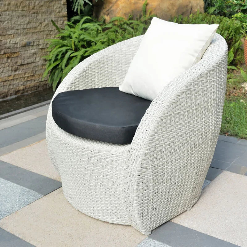 Outdoor Furniture Terrace Villa Garden Balcony Rattan Swimming Pool Round Bed Sofa Leisure Table And Chair Combination