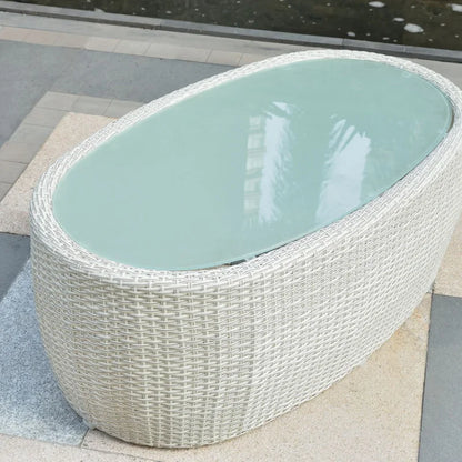 Outdoor Furniture Terrace Villa Garden Balcony Rattan Swimming Pool Round Bed Sofa Leisure Table And Chair Combination