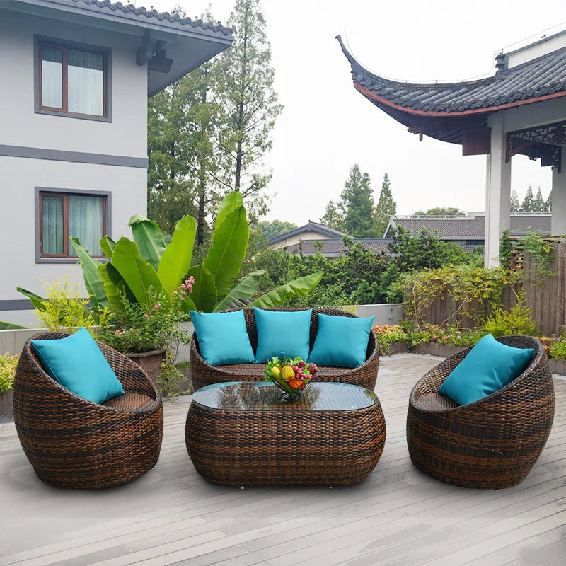 Waterproof sun block Garden furniture Outdoor furniture sofa balcony rattan chair tea table garden simple wicker furniture