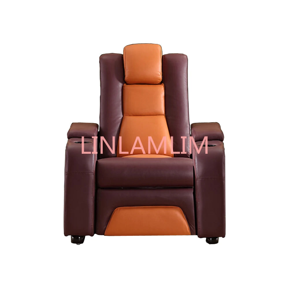 Linlam Double Power Reclining Chair Italian Leather Seat Electric Recliner Sofa Multifunctional Cinema Couch with Cup Holder,USB