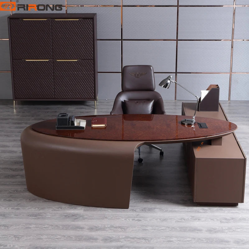 Italian Style Antique Luxury Office Desk – Customized Leather Executive Table