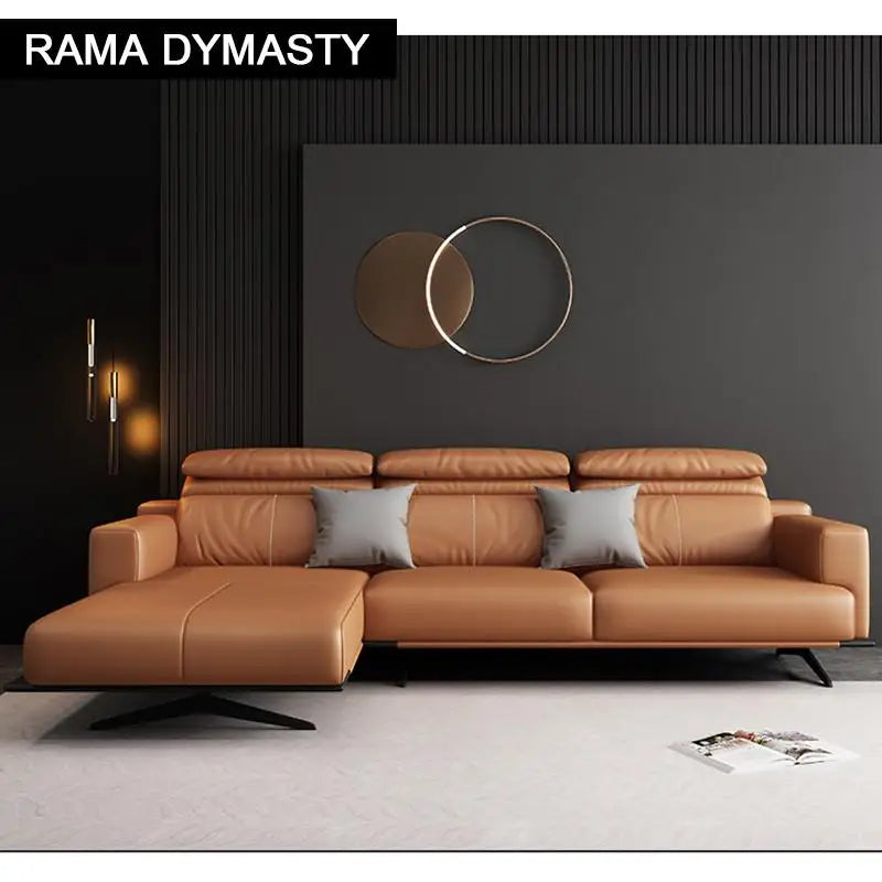 Rama Dynasty Living Room Leather Sofa Home Italian Furniture Combination Sofa