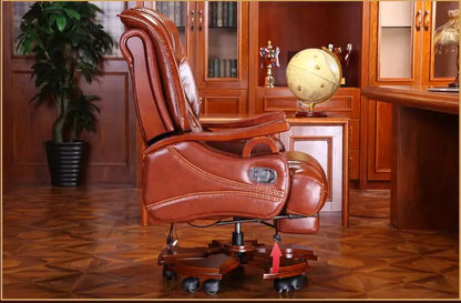 Leather boss chair massage can lie in the office chair family computer chair swivel chair cow leather big class chair.