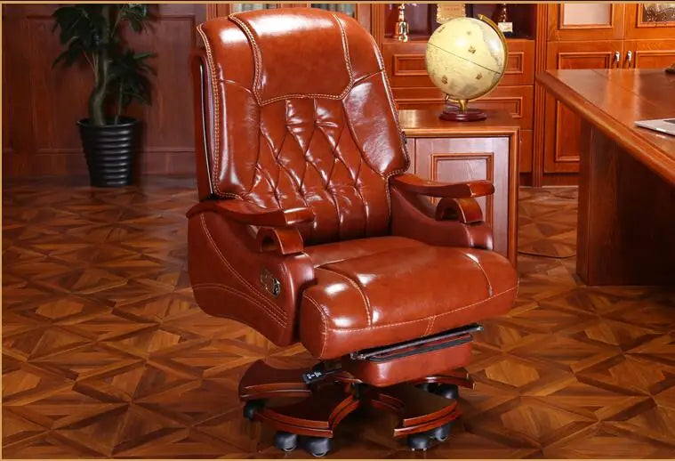 Leather boss chair massage reclining office chair home computer chair swivel chair leather chair.