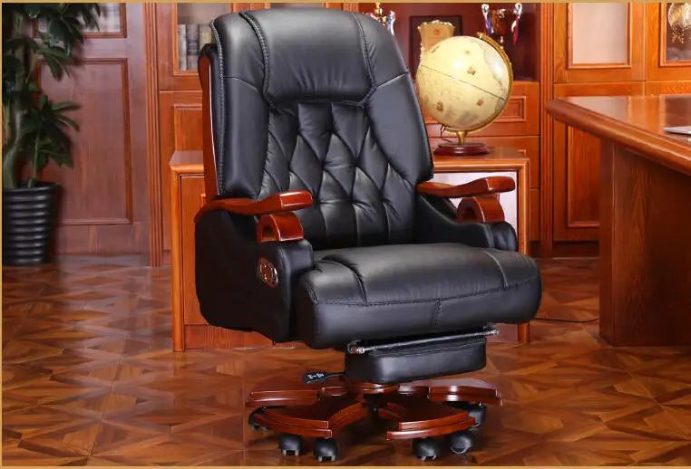 Leather boss chair massage reclining office chair home computer chair swivel chair leather chair.