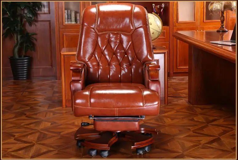 Leather boss chair massage reclining office chair home computer chair swivel chair leather chair.