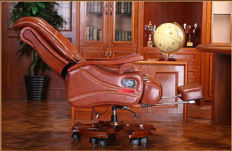Leather boss chair massage can lie in the office chair family computer chair swivel chair cow leather big class chair.