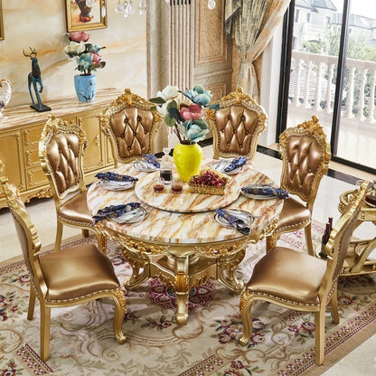Luxury Marble Dining Table Set with Turntable