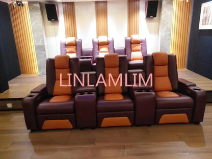 Linlam Double Power Reclining Chair Italian Leather Seat Electric Recliner Sofa Multifunctional Cinema Couch with Cup Holder,USB